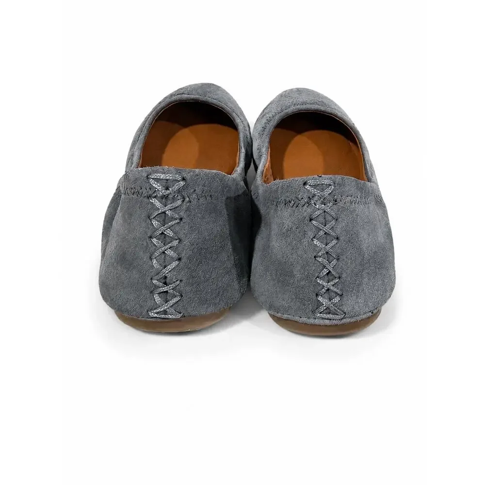 Lucky‎ Brand Emmie Ballet Flats Womens 9.5 Gray Faux Suede Balletcore Boho